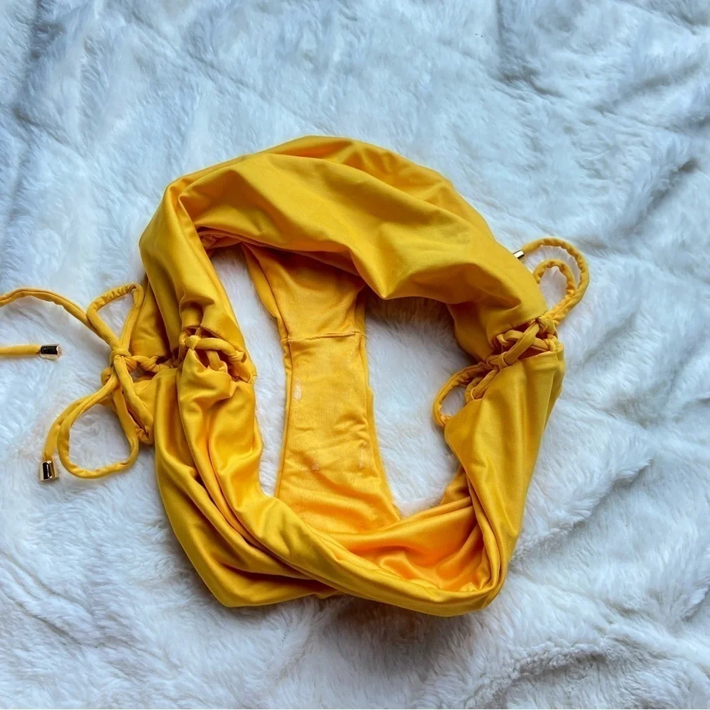 NWOT agua bendita solid bright golden yellow bikini bottom 12604
